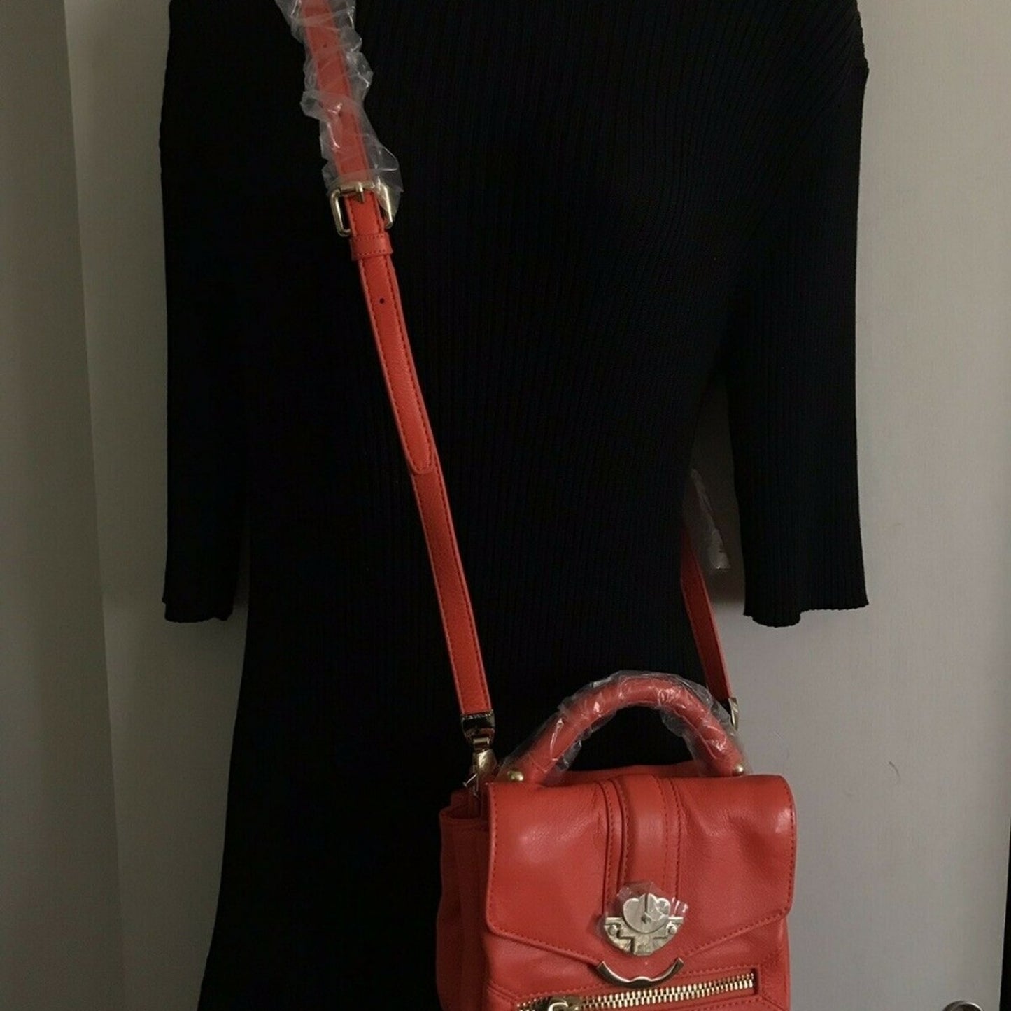Cynthia Rowley Bright Red-Orange Mini Crossbody Ba