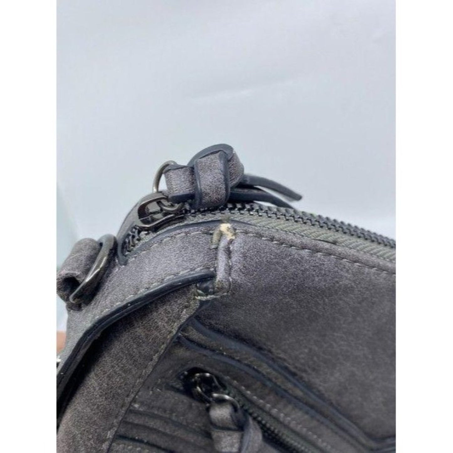 mms design studio zipper gray leather cross body b