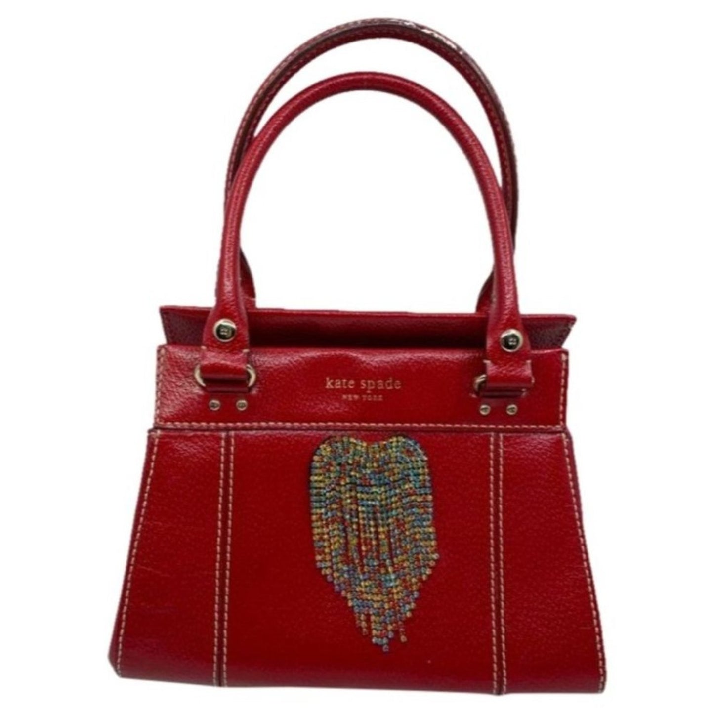 KATE SPADE Red Leather Hand Bag Customized W/Heart
