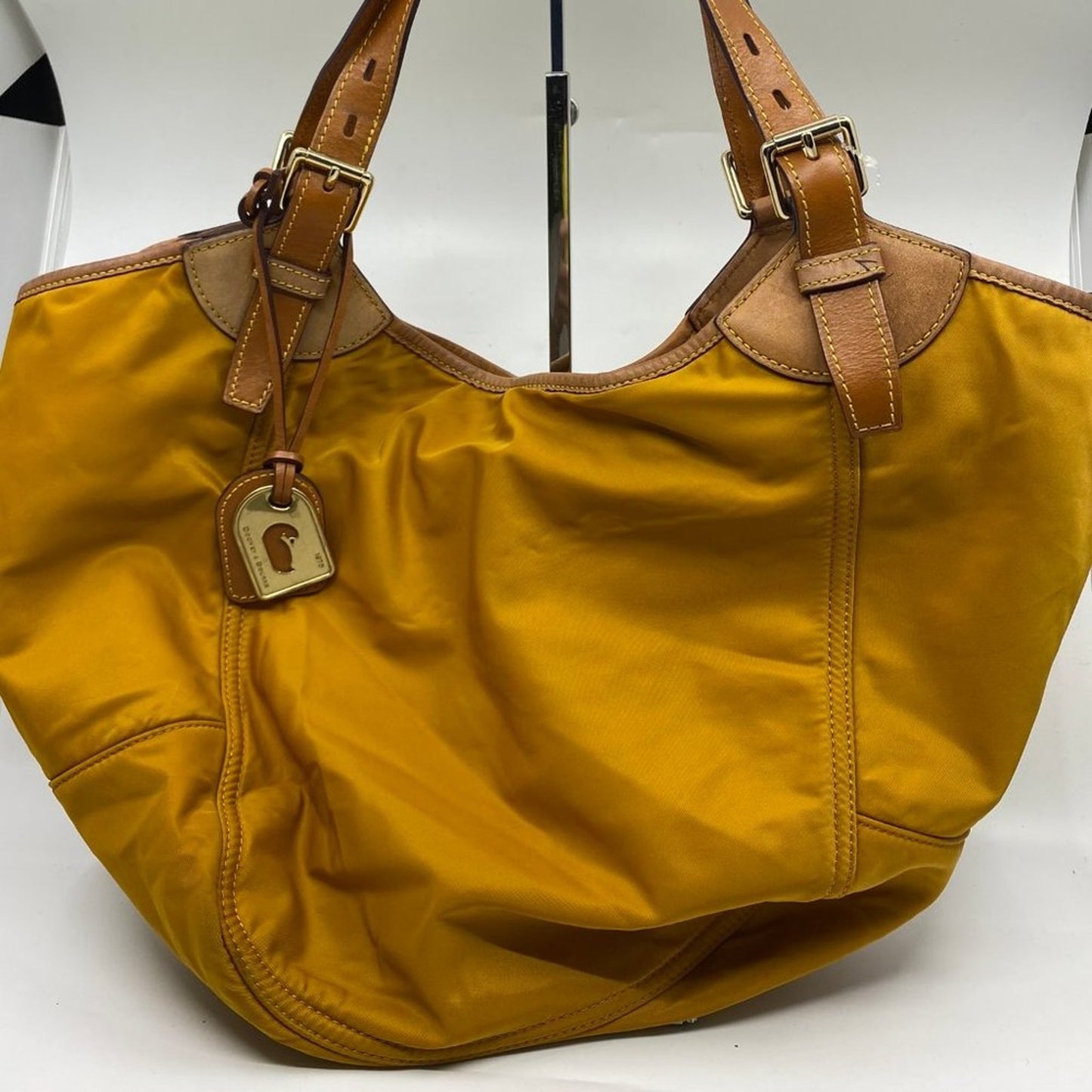 Dooney & Bourke XL Yellow Brown Nylon Shoulder Bag