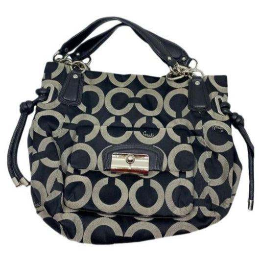 Coach Women's Large Black Tan Fabric Tote Bag