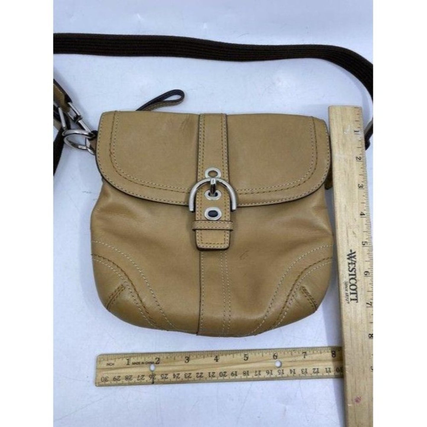 coach small tan leather cross body bag