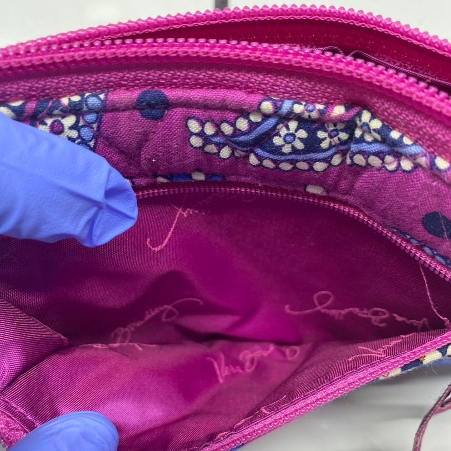 Vera Bradley Pink Blue Fabric Zipper Wallet