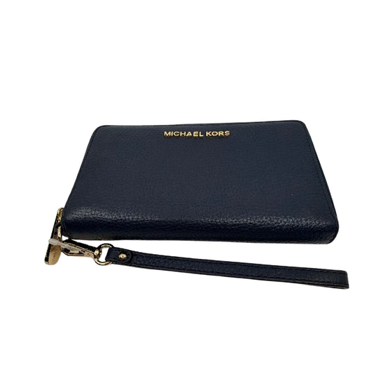 Michael Kors Jet Set Travel Continental Blue Pebbled Leather Wallet