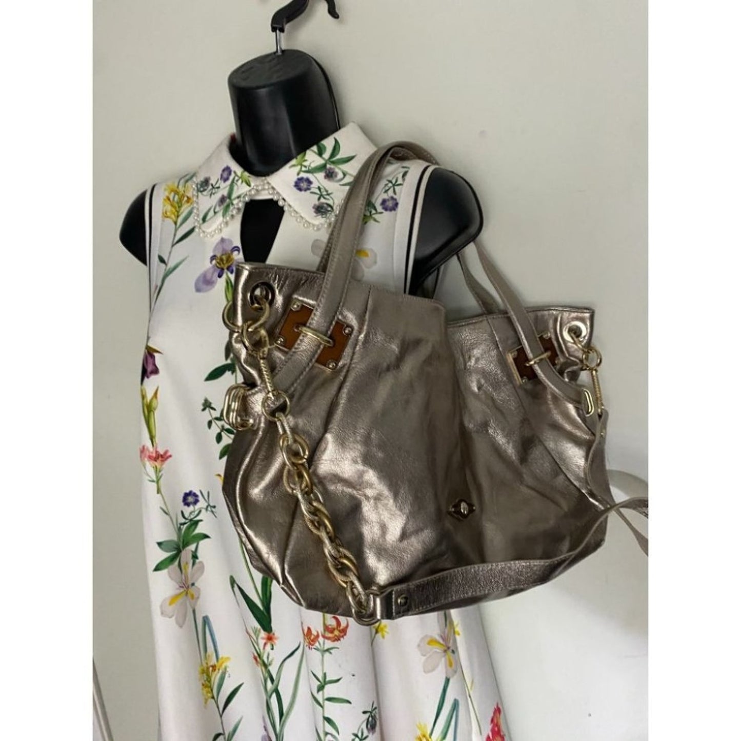 Elliott Lucca Silver Large Leather Shoulder Bag