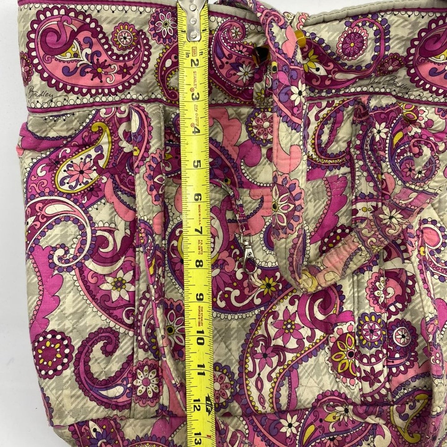 Vera Bradley Purple/ Gray Fabric Large Tote Bag