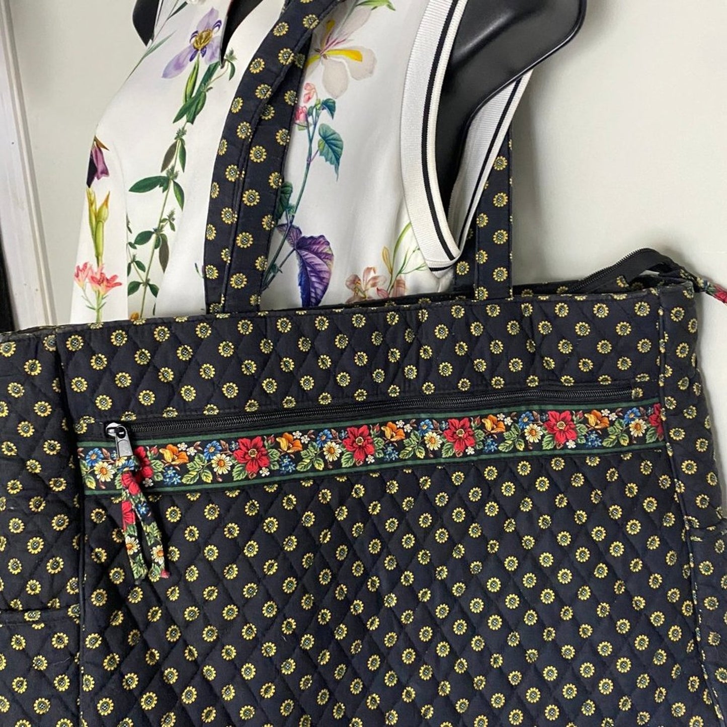 Vera Bradley Black Fabric Large Tote Bag