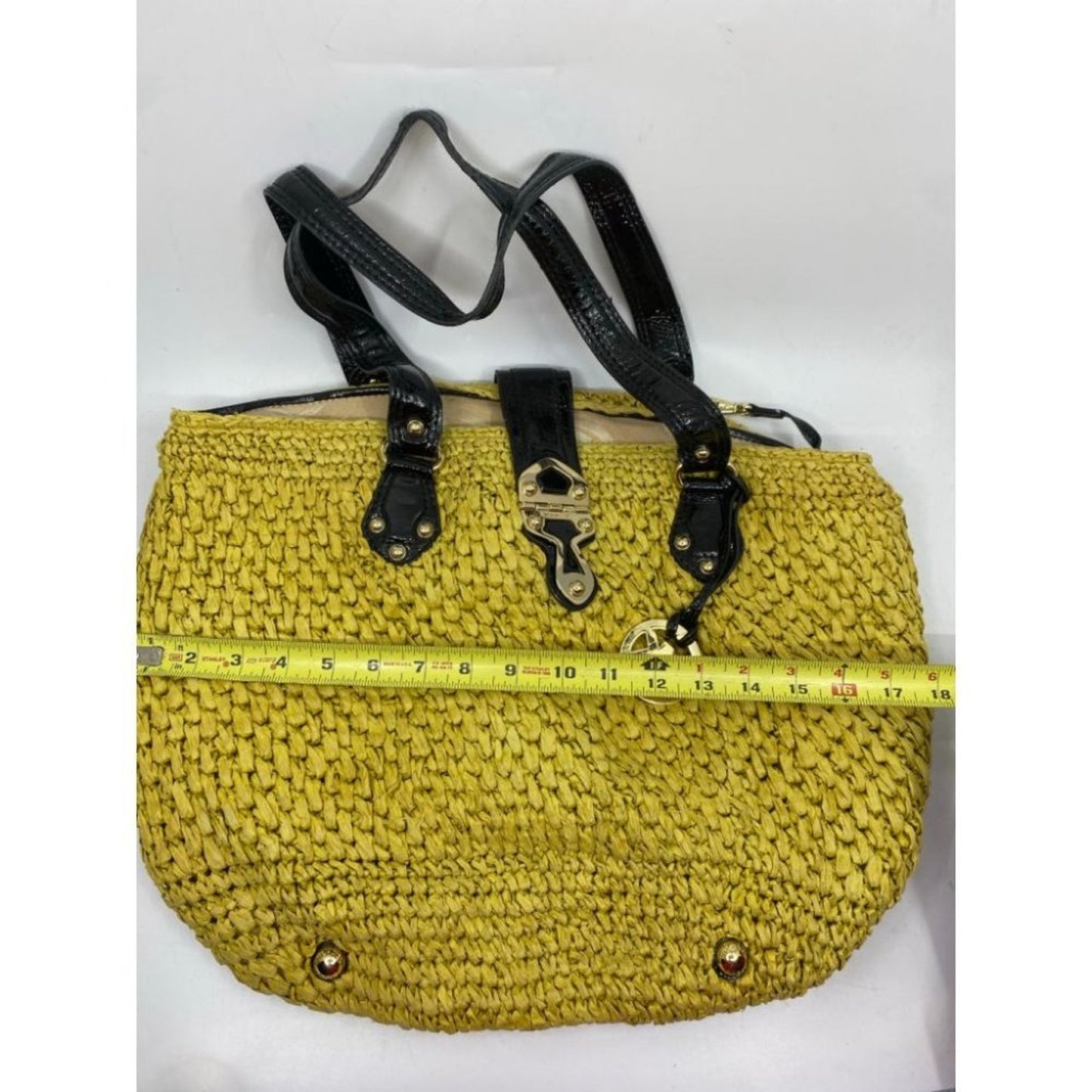Michael Kors Women's Yellow Large Weave Straw Bag