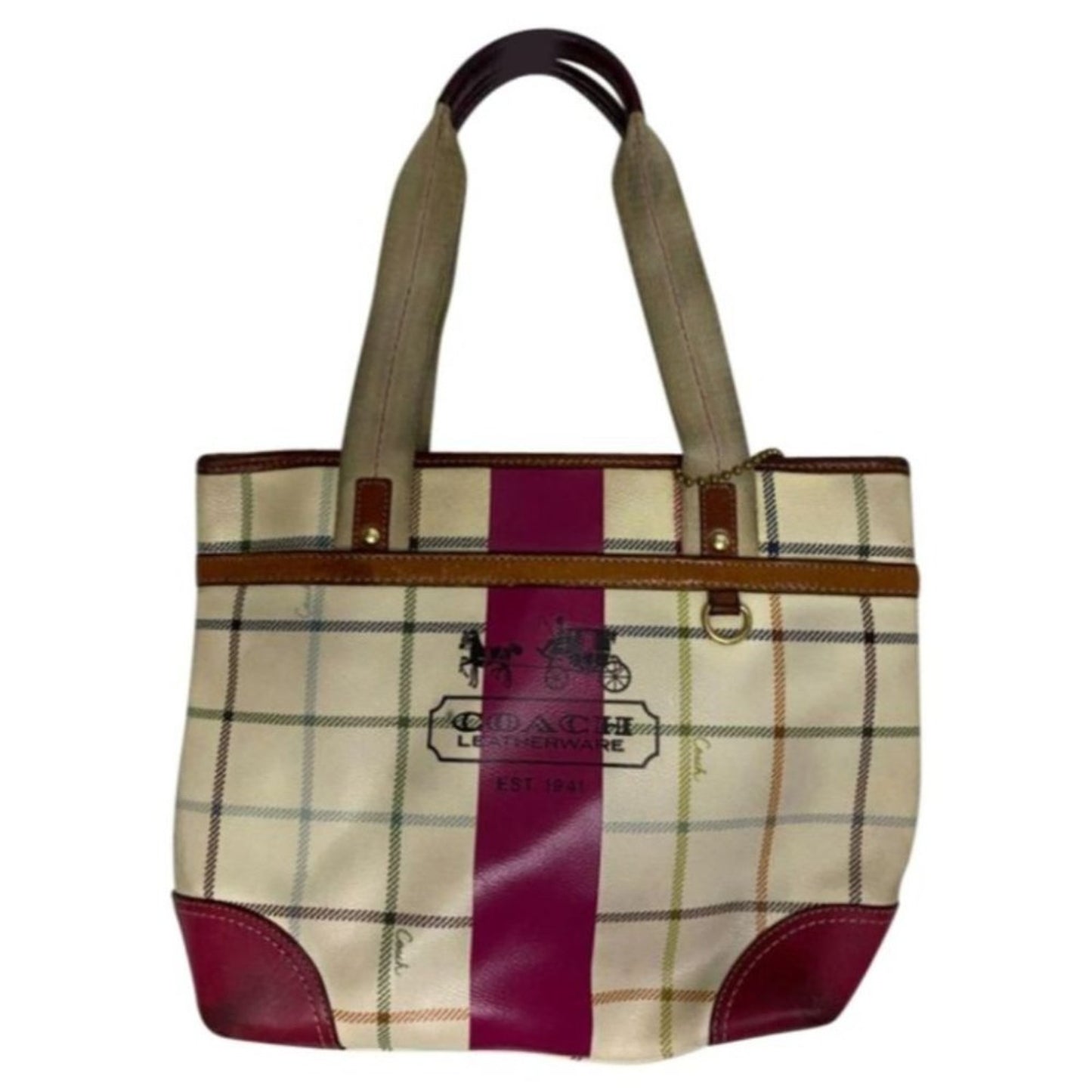 Coach Cream Red Coated Canvas Signature Handbag