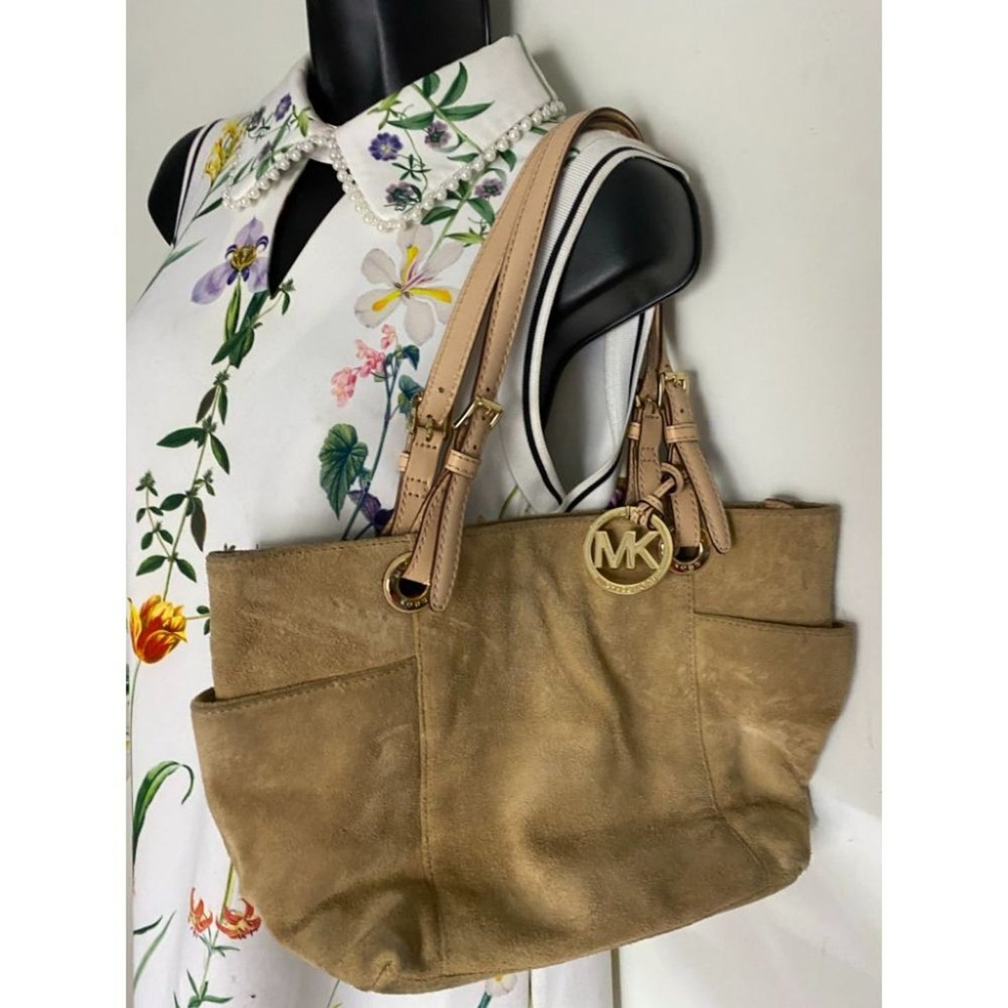 Michael Kors Tan Medium Suede Leather Tote Bag