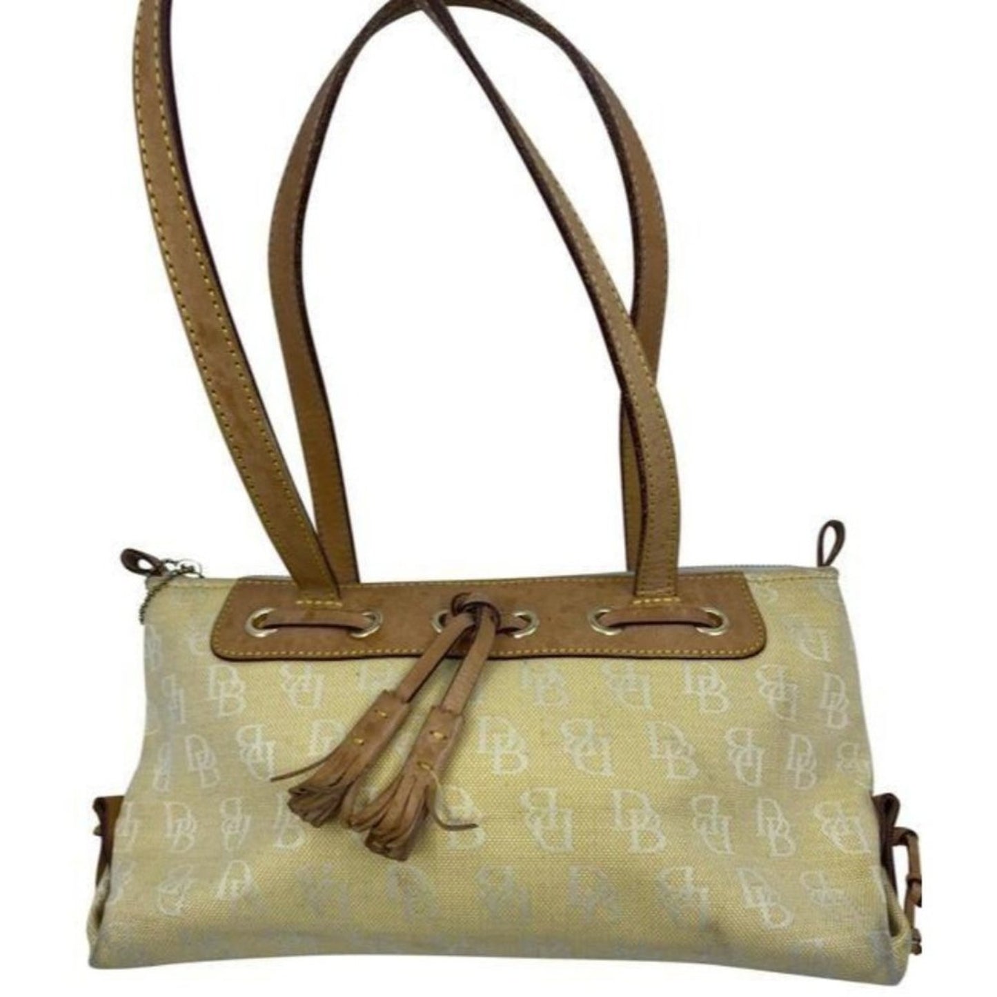 dooney and bourke fabric medium size yellow tan fa