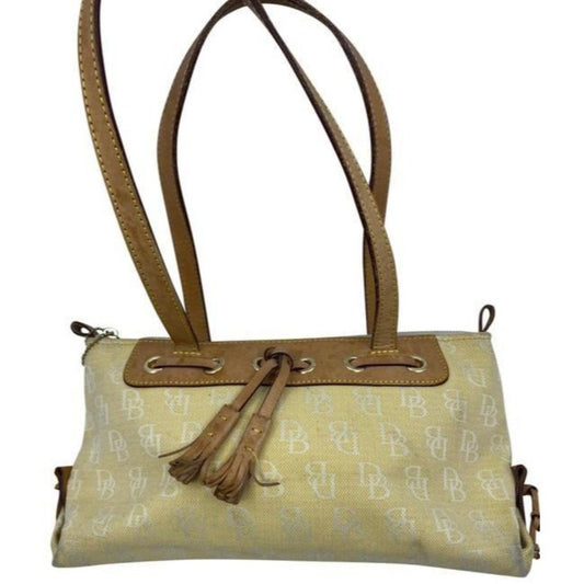 dooney and bourke fabric medium size yellow tan fa