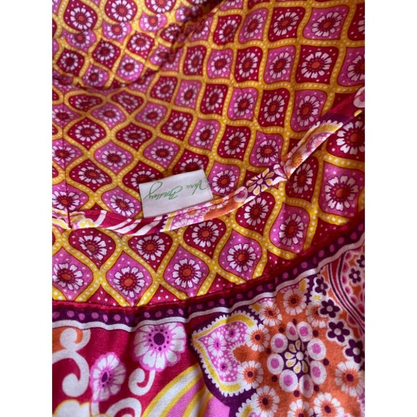VERA BRADLEY Red Orange Large Quilted Tote Bag