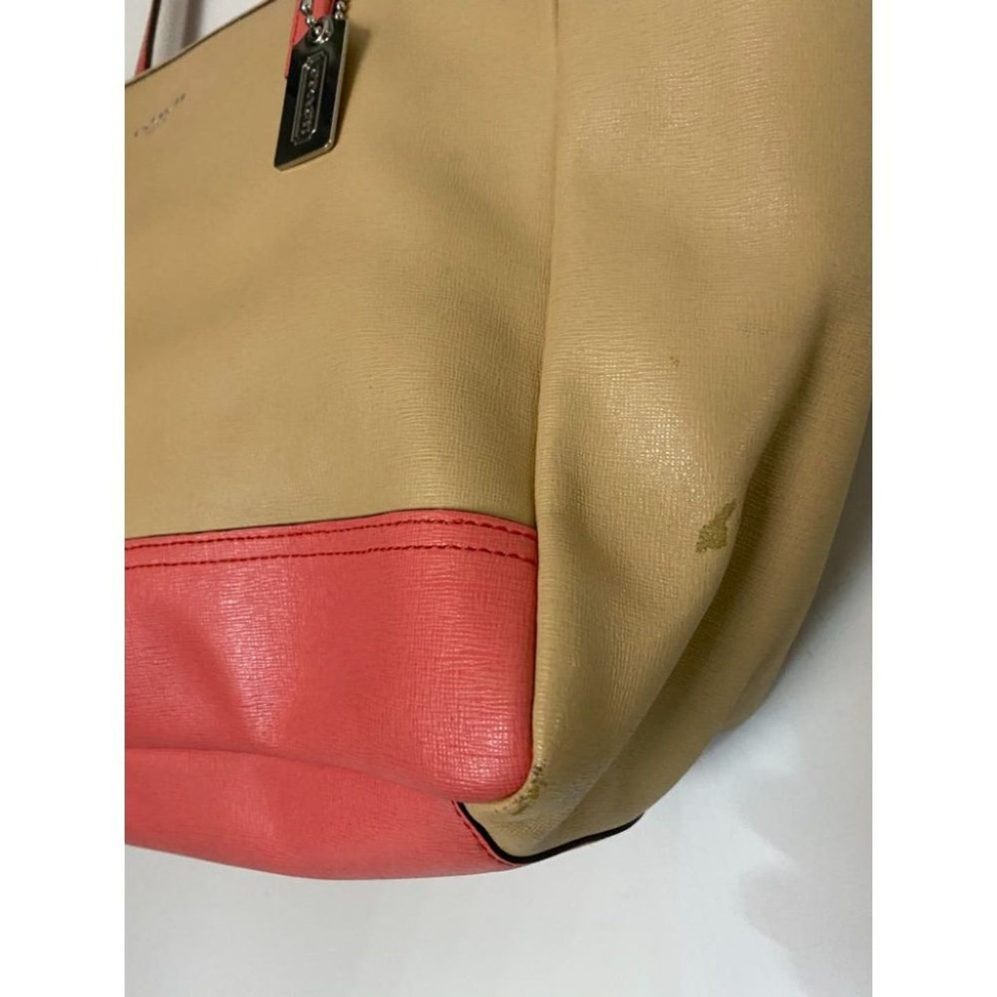 COACH Large Tan Orange Leather Tote/ Shoulder Bag