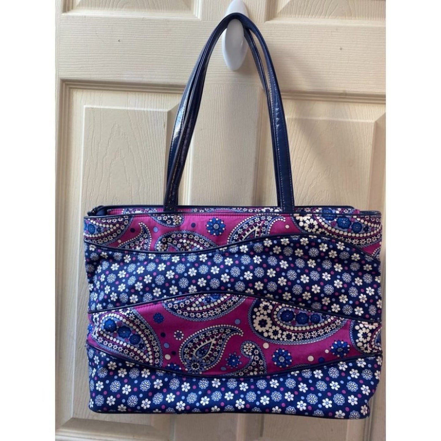 Vera Bradley Blue Pink Quilted Fabric Tote Bag