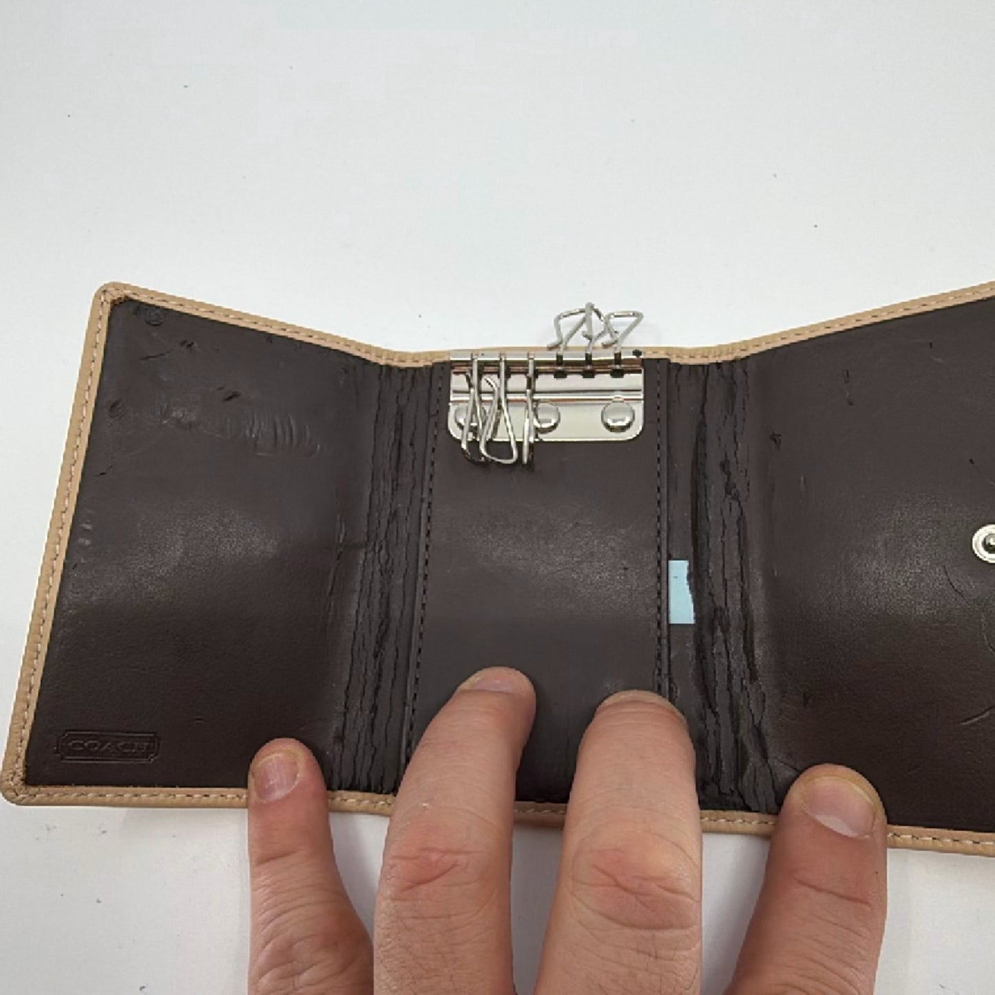 Coach Signature C 6-Ring Brown Coated Canvas Key Case