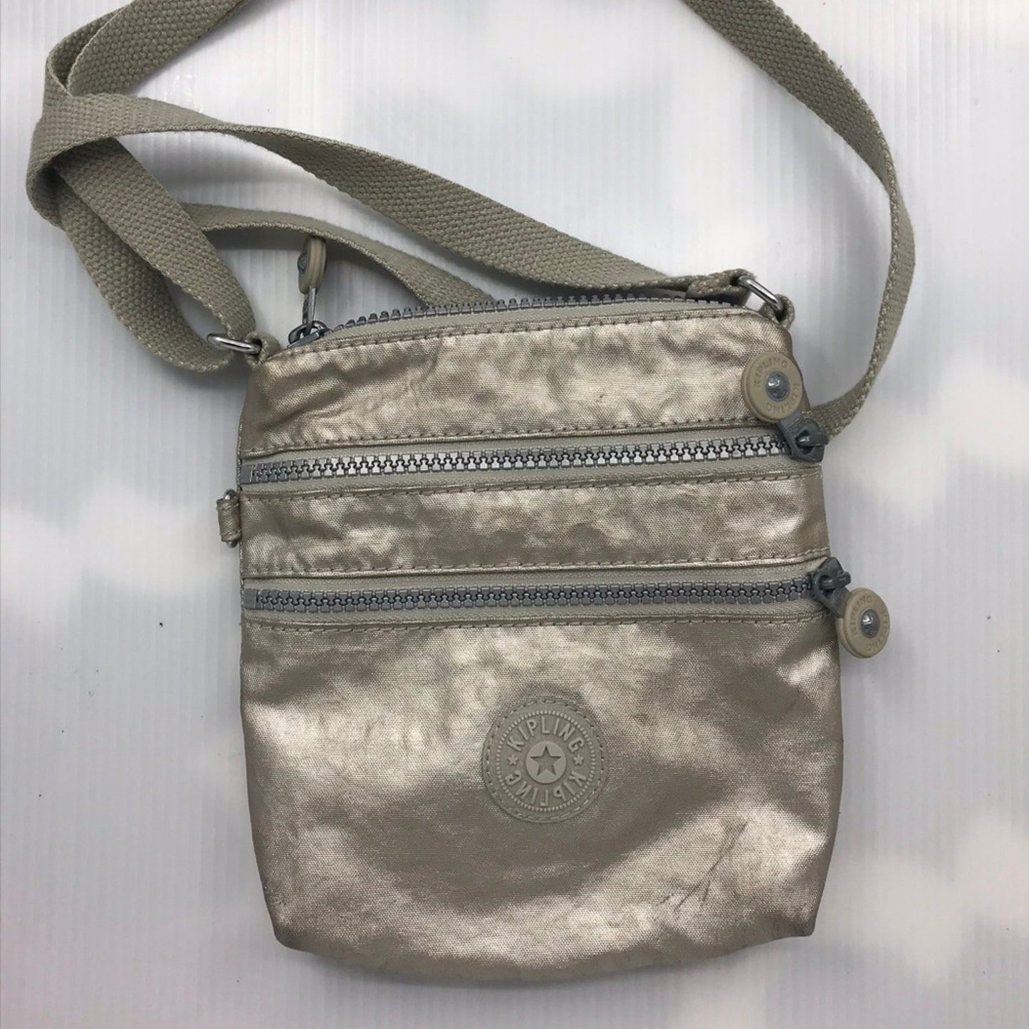 Kipling Light Gold Nylon Small Crossbody Bag