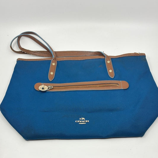 Coach Blue and Tan Tote Bag