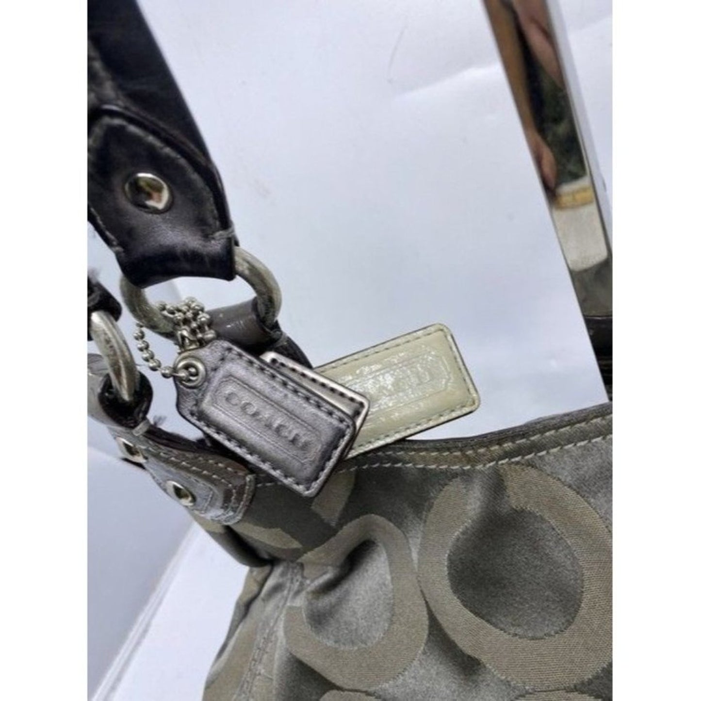 Coach Eddie Triple Compartment Gray Fabric Shoulde