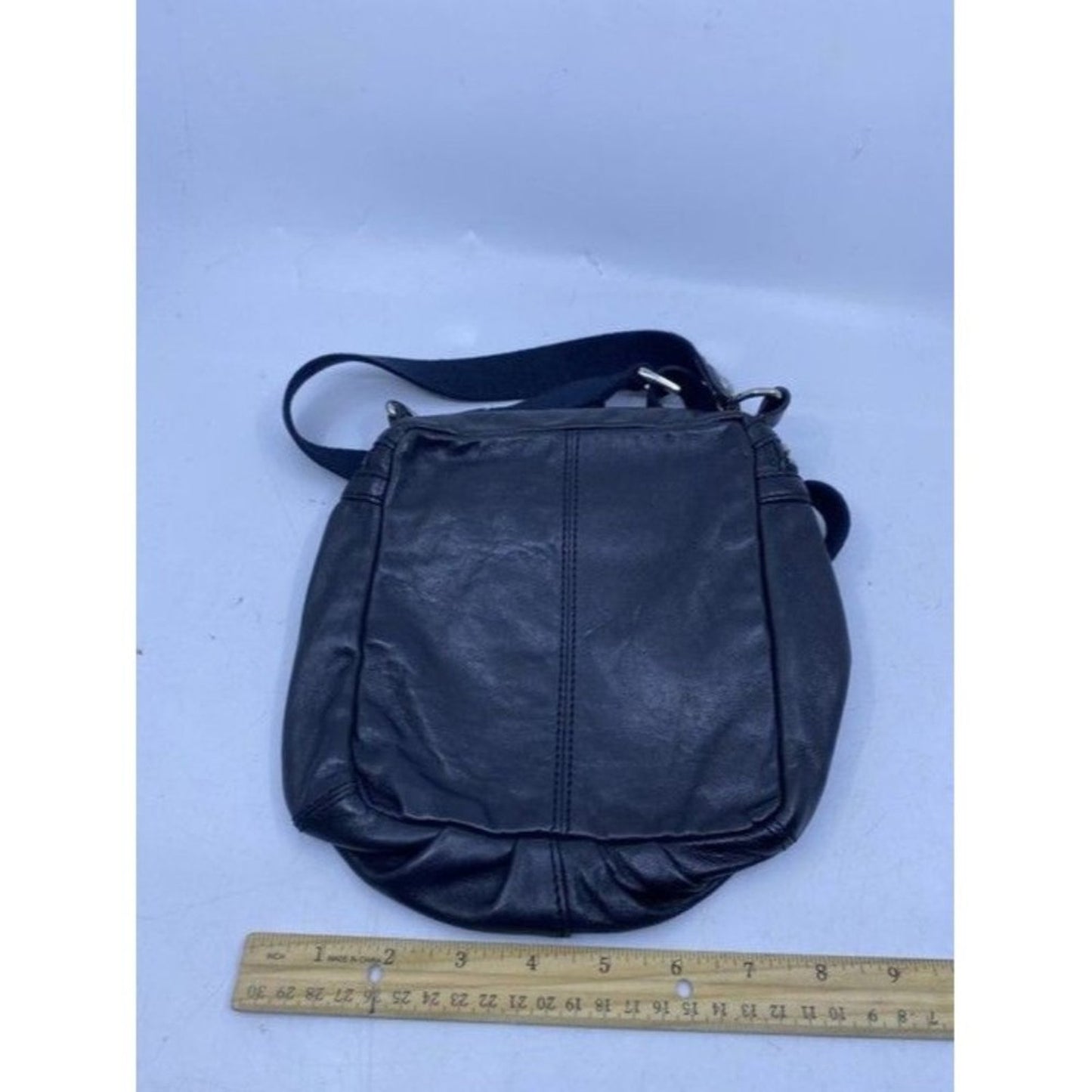 Lamb Messenger Adjustable Strap Black Leather Cross Body Bag