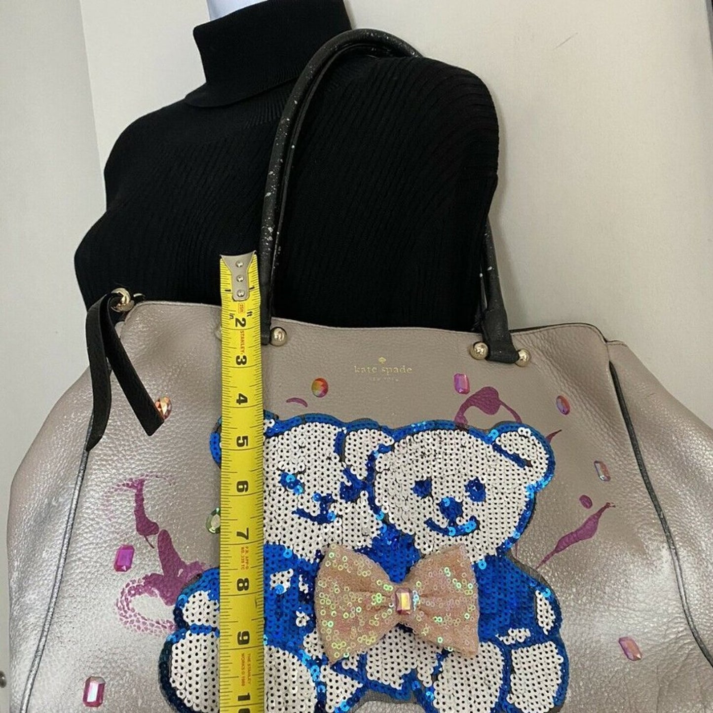 Kate Spade Large Leather Tote Customized With Bear