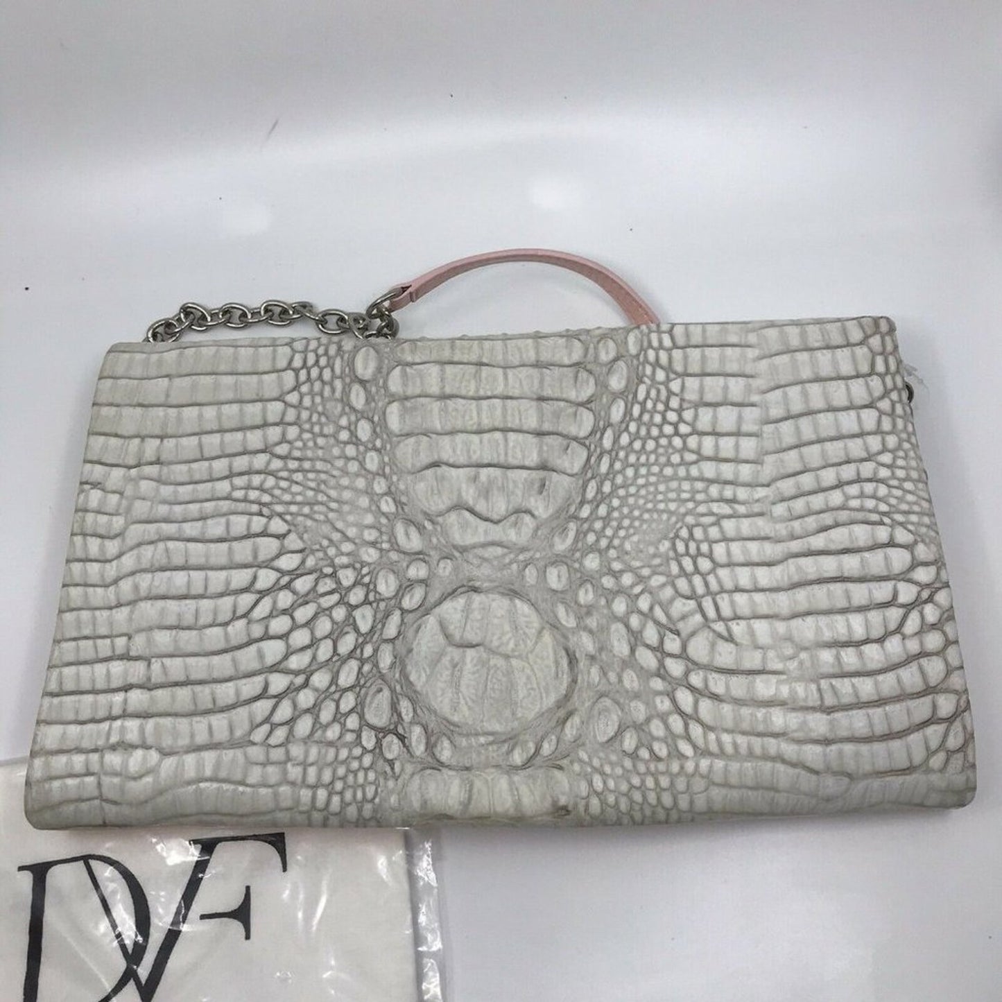 DIANE VON FURSTENBERG White Croc Embossed Shoulder