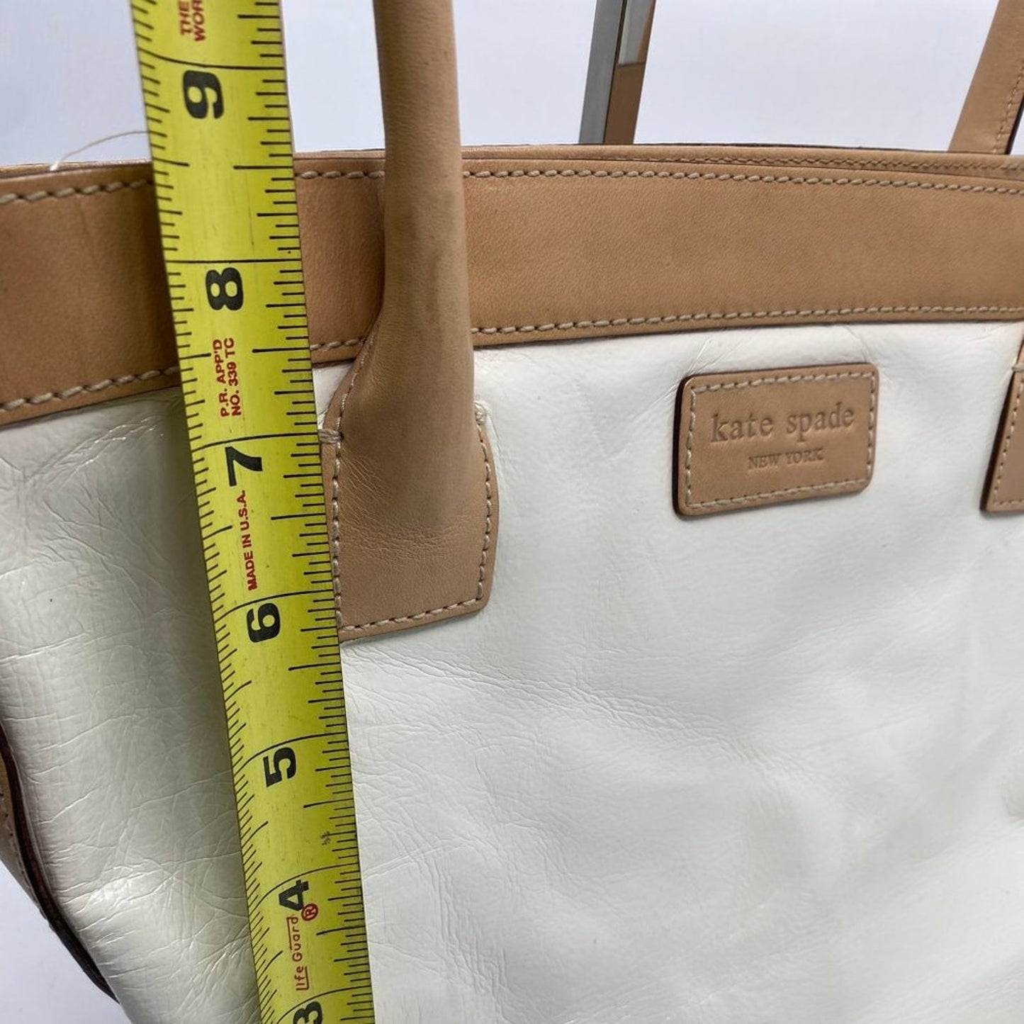 Kate Spade White Tan Leather Medium Size Handbag