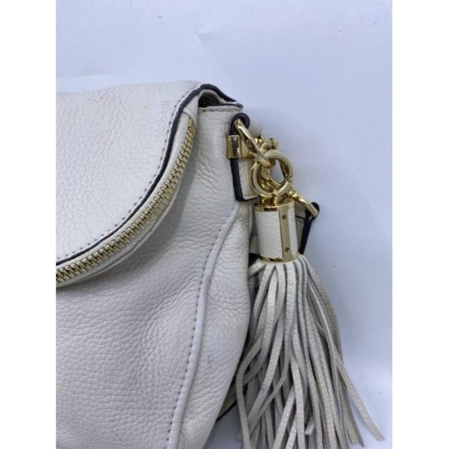 Michael Kors Tassel White Leather Cross Body Bag