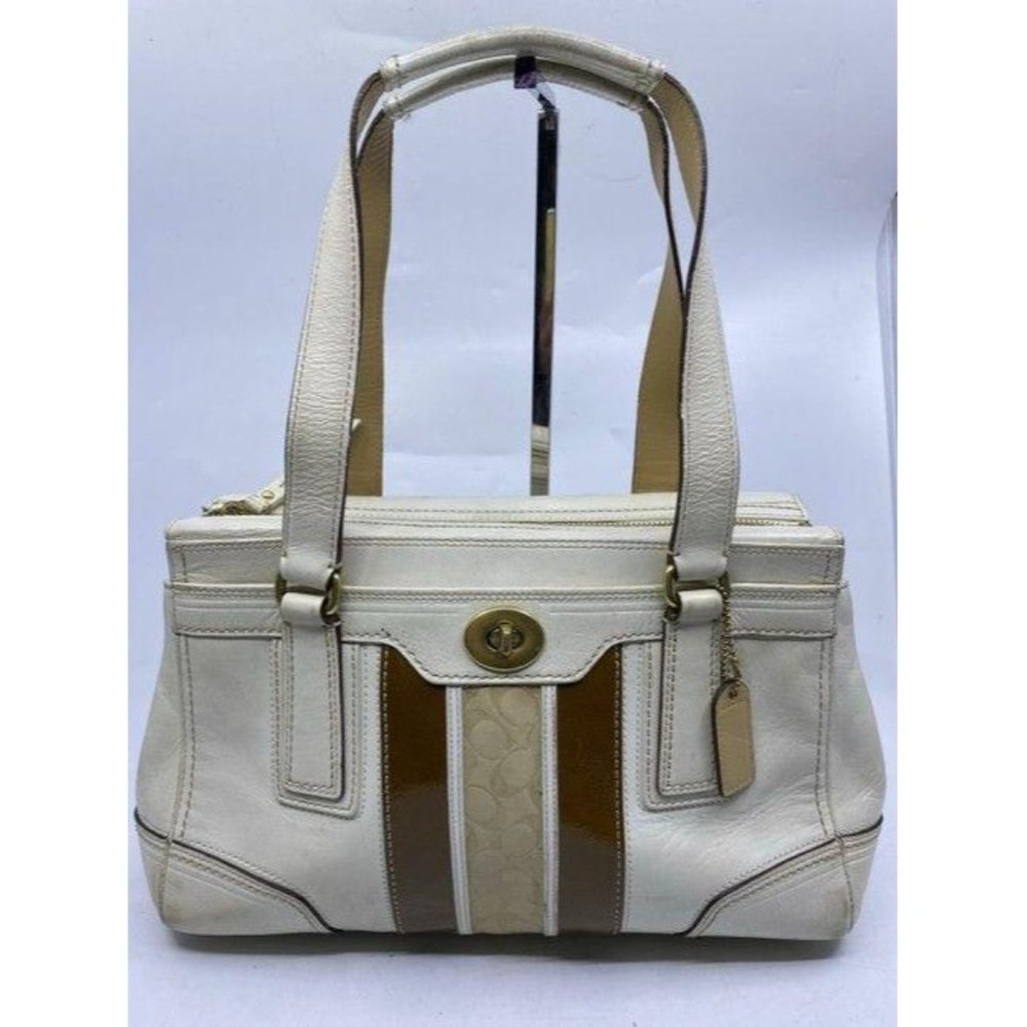 coach leather white shoulder bag