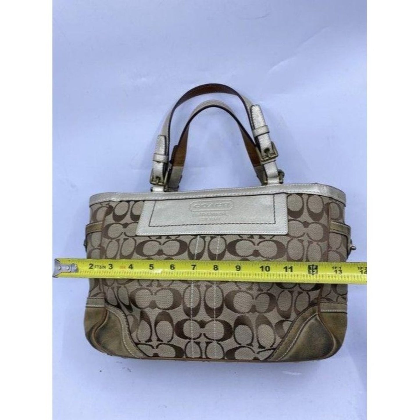 Coach Shoulder Bag Medium Msrp Beige Brown Jacquar