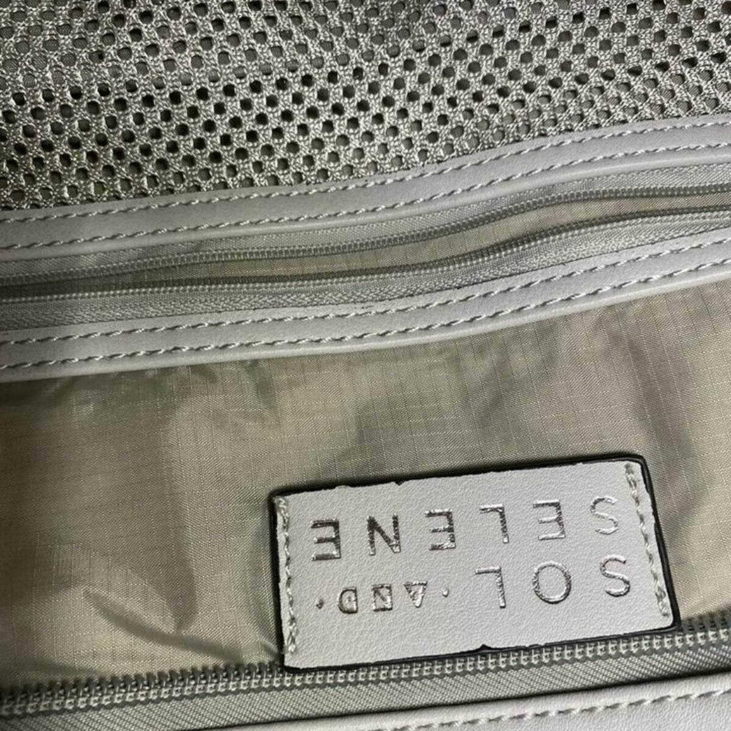 SOL & SELENE Quilted Gray Fabric Cross Body Bag