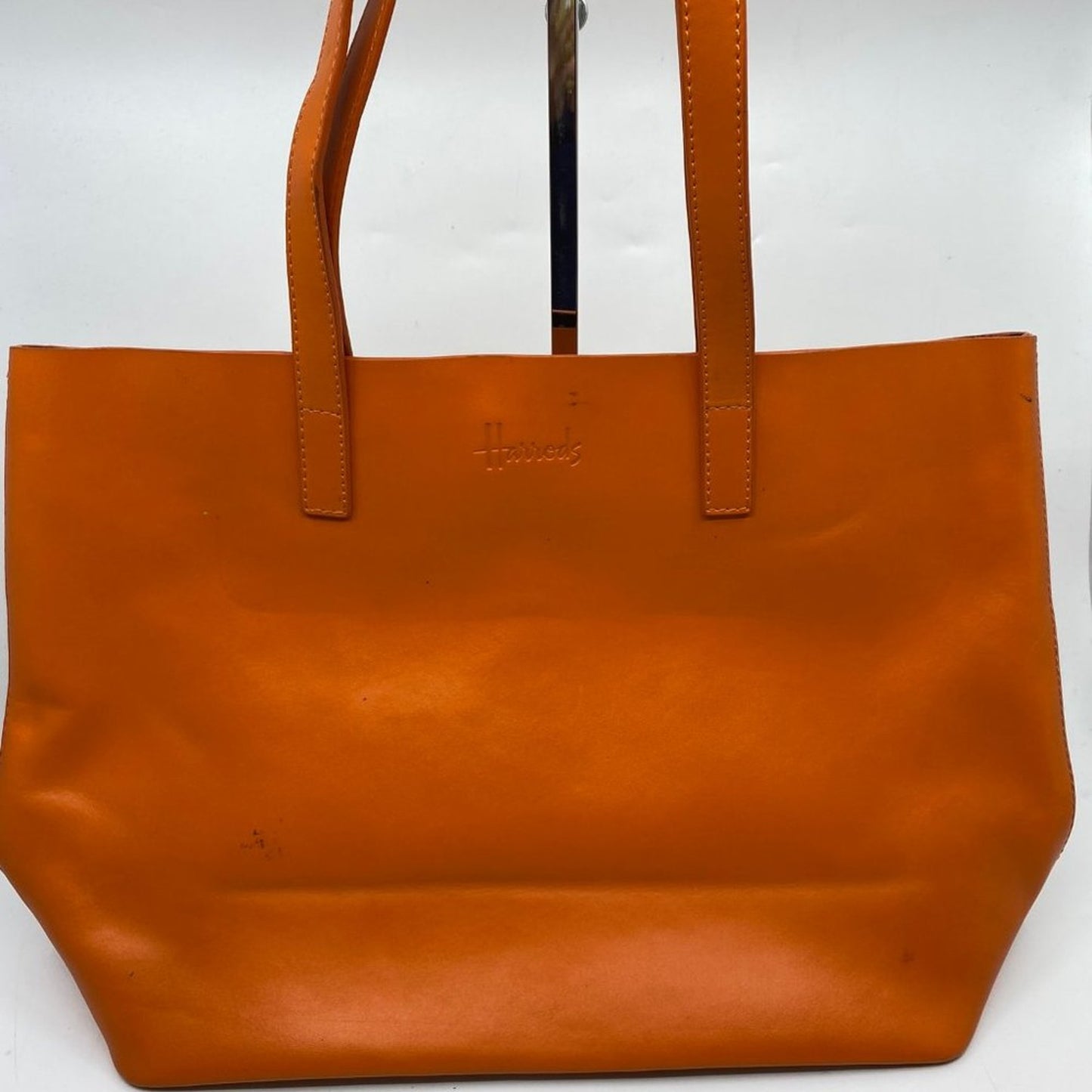 Harrods Orange Leather Shoulder Bags