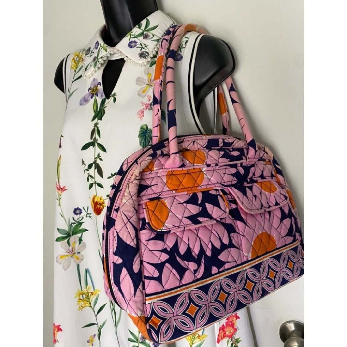 VERA BRADLEY Quilted Tote Bag Pink Black