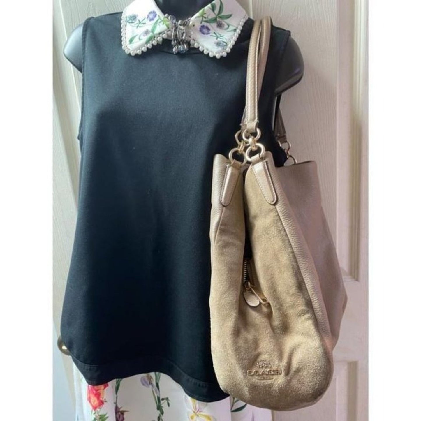 coach large eddie triple compartment tan leather s