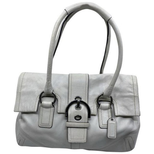 coach medium bag handbag off white leather shoulde