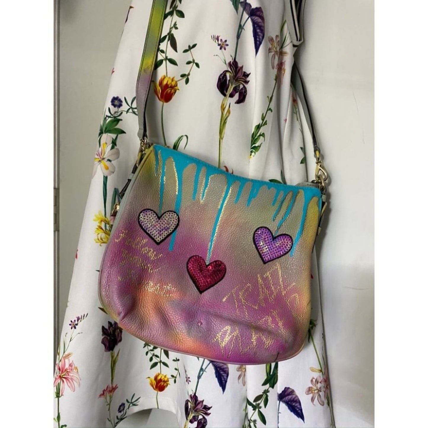 KATE Spade Customized Graffiti Blue Purple Yellow