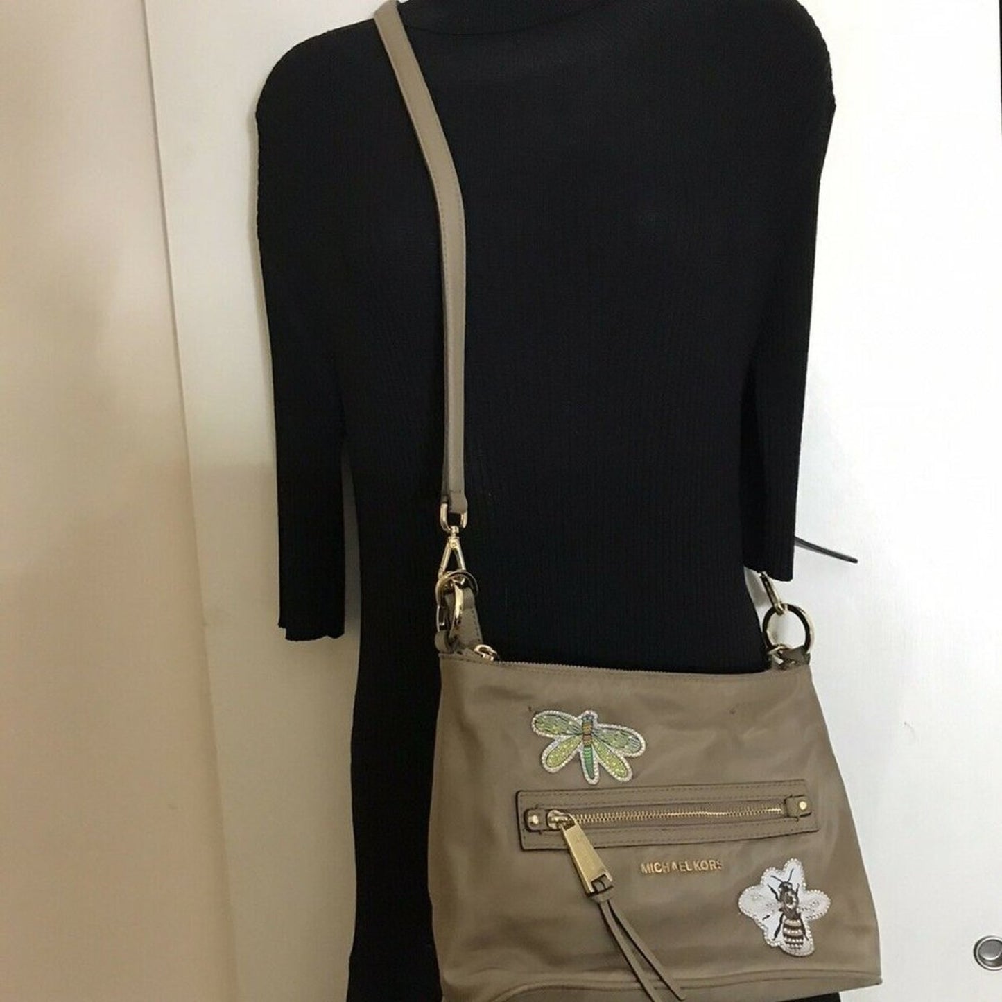 Michael Kors beige Nylon Crossbody Customized