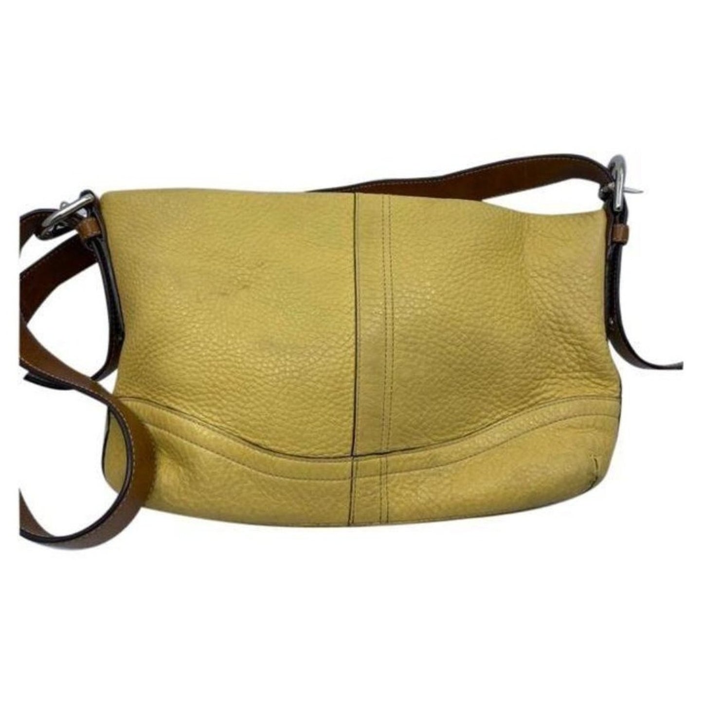 coach medium w adjustable strap yellow leather cro
