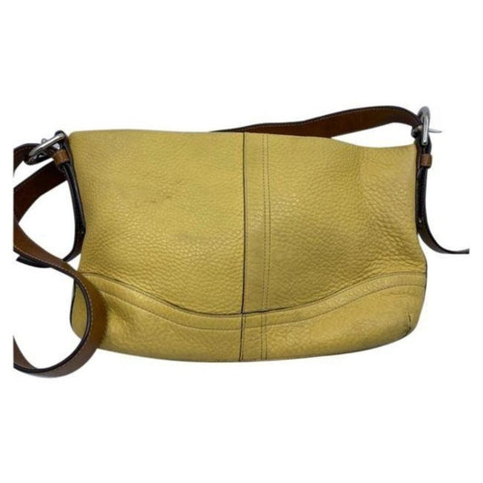 coach medium w adjustable strap yellow leather cro