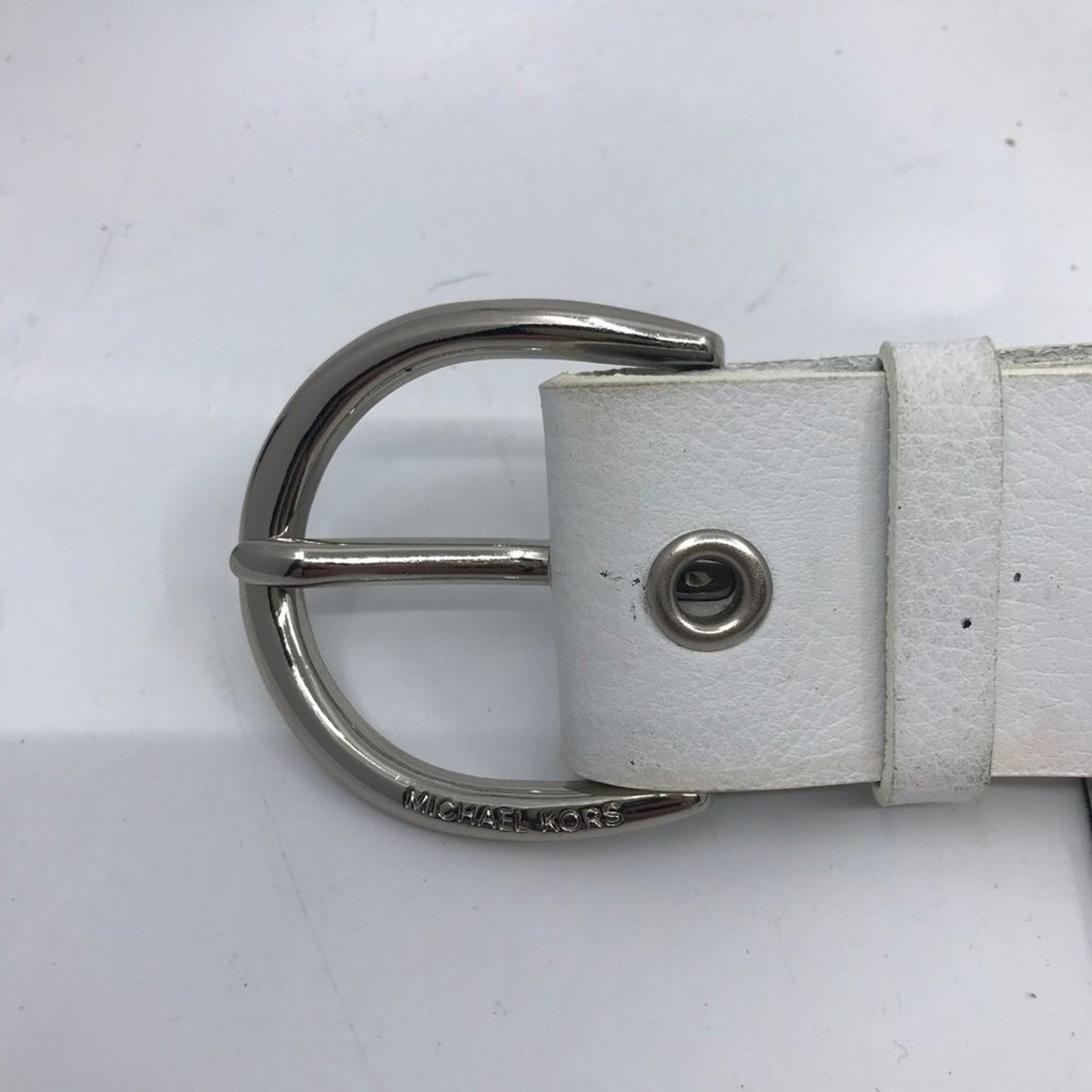 Michael Kors White Leather Belt
