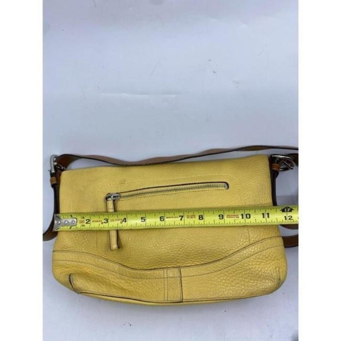 coach medium w adjustable strap yellow leather cro