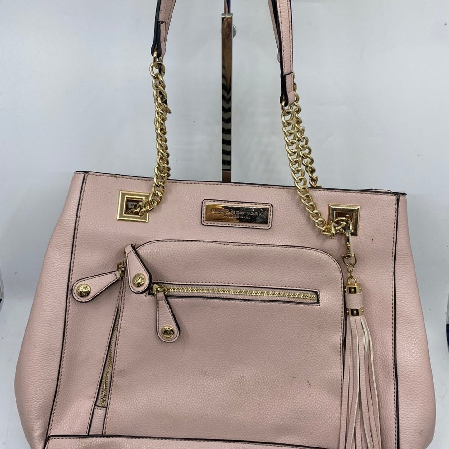 Andrew Marc Cream Leather Tote Bag