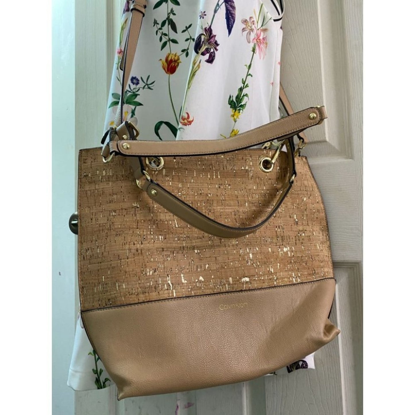 Calvin Klein Tan Large Tote Bag Crossbody Strap