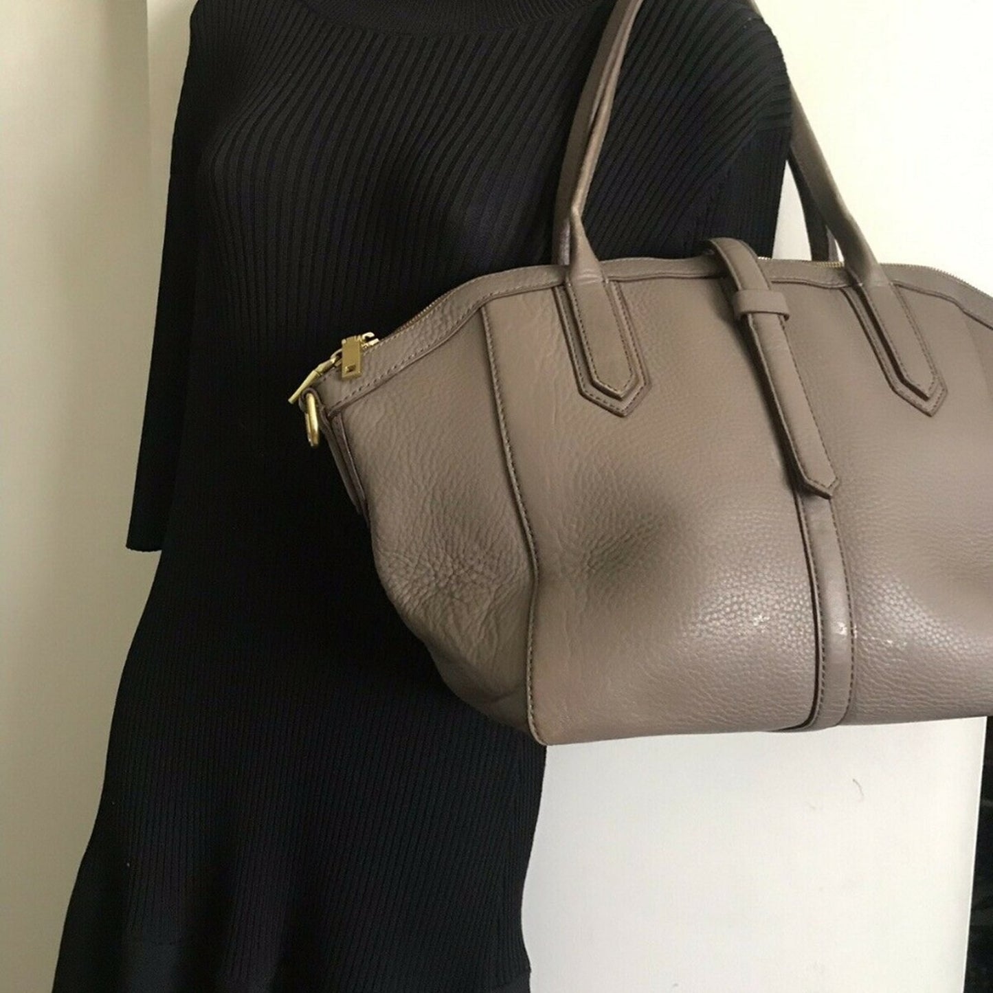 J Crew Large Light Brown Leather Trapeze Tote