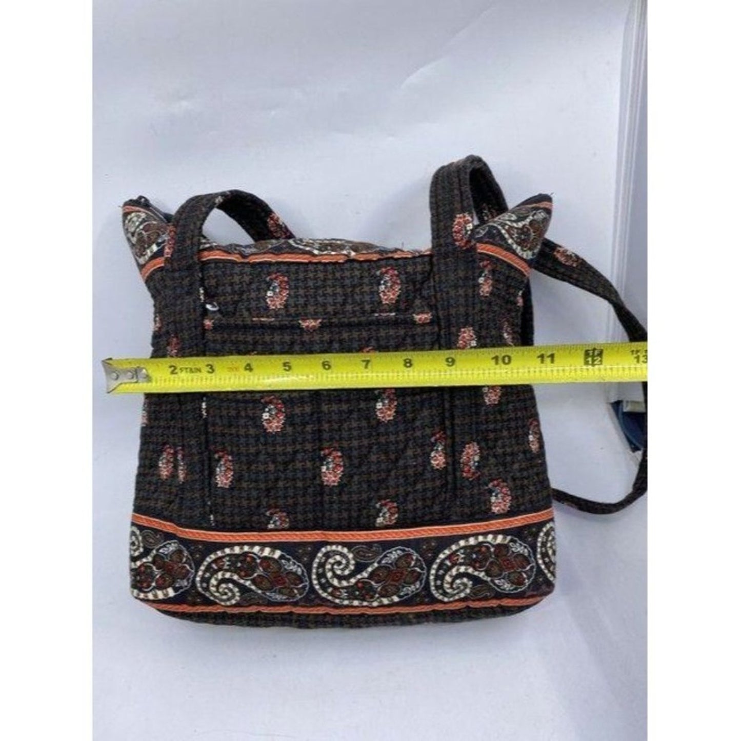 Vera Bradley Large Quilted Gray Tan White Shoulder