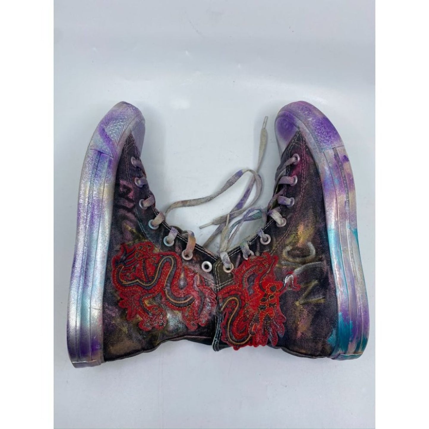 Converse Sneakers Customized Black Silver Womens 8