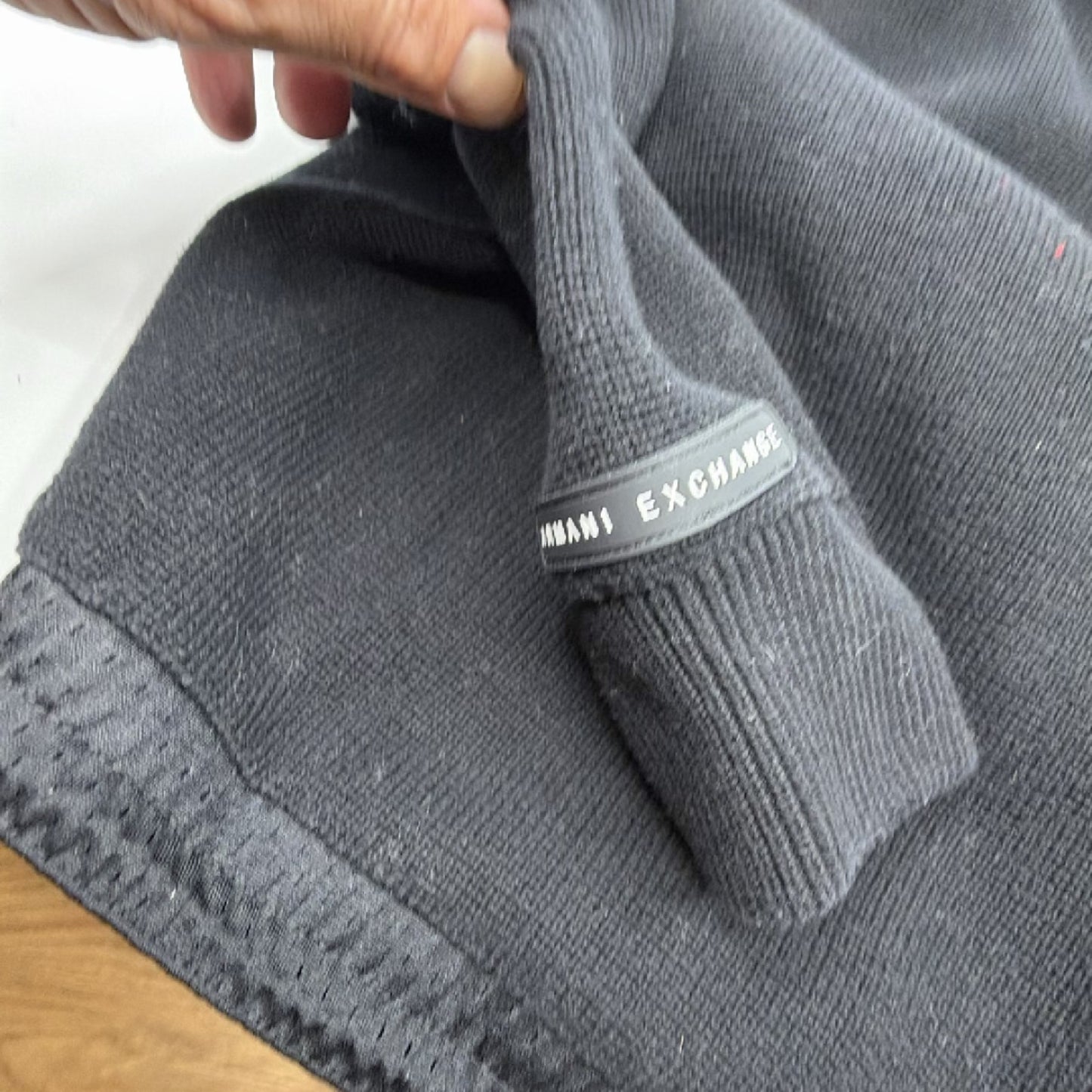 Armani Exchange Black Cotton Blend Half-Zip Hooded Sweater M