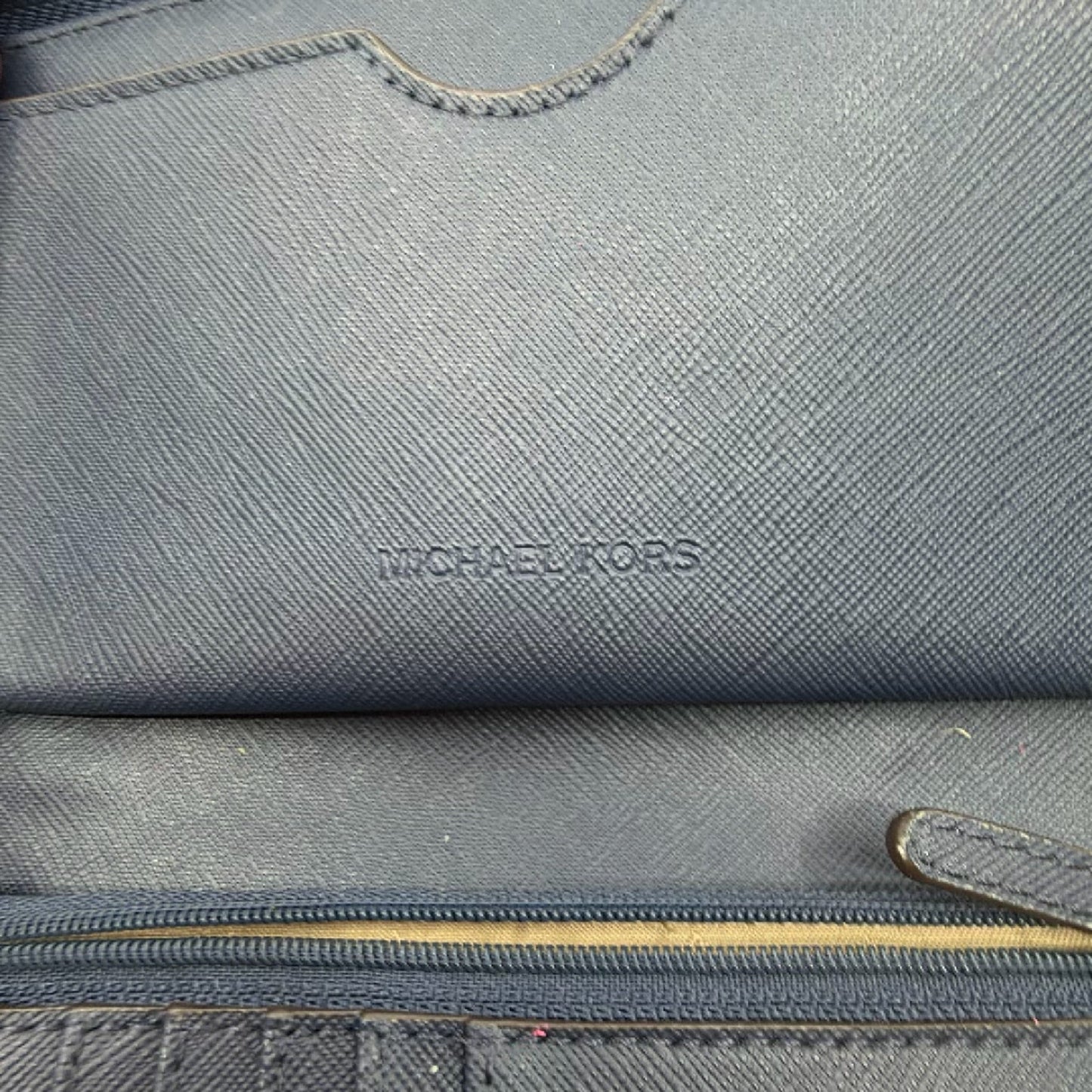 Michael Kors Jet Set Travel Continental Blue Pebbled Leather Wallet