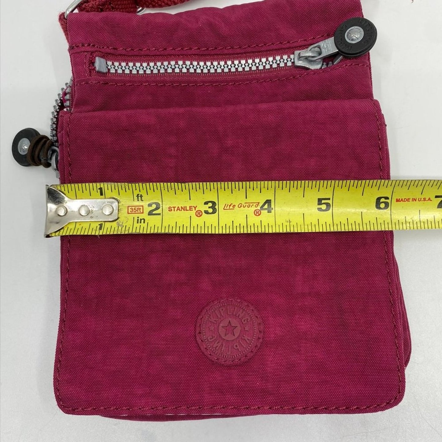 Kipling Maroon Nylon Mini Crossbody Bag