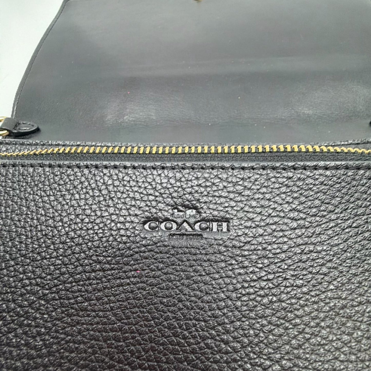 Coach Black Pebbled Leather Wallet on Chain